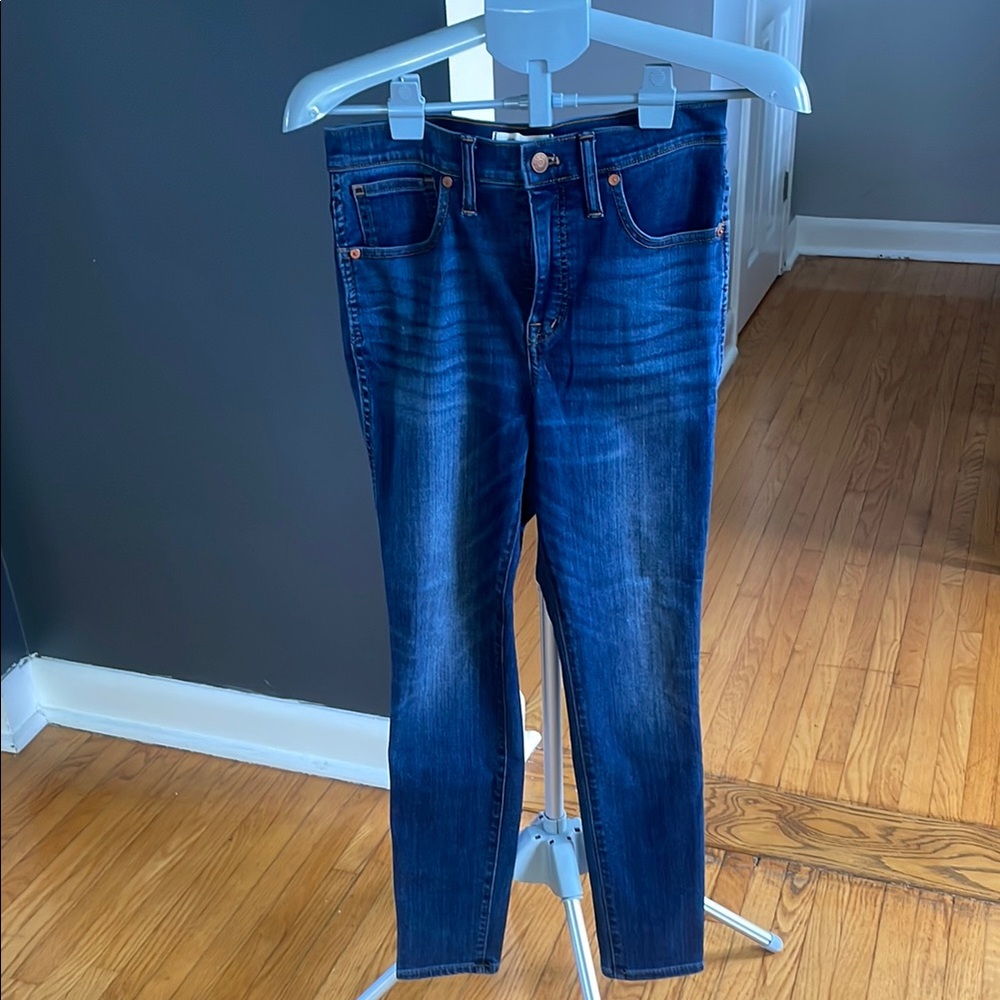 Madewell Blue Skinny Jeans with Stretch and Faded Wash